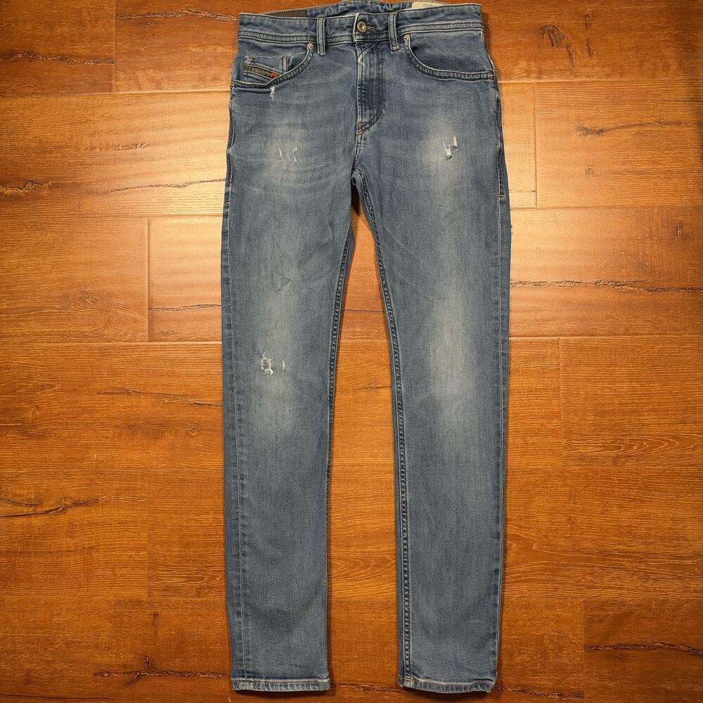 Diesel Thommer Jeans Men 29x32 Blue Denim Mid Wash Skinny Stretch Distressed Alt